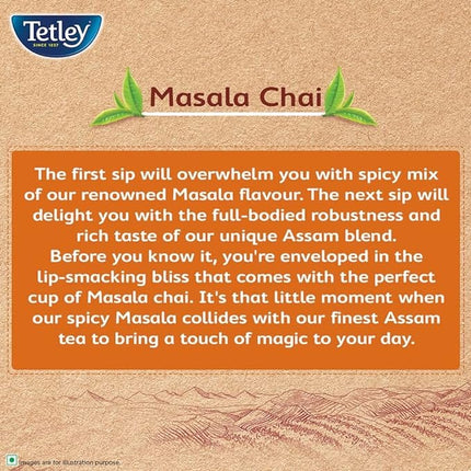 Tetley | Masala Chai With Natural Flavour | Black Tea | 50 Tea Bags, 100 Grams