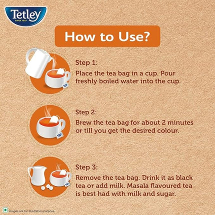 Tetley | Masala Chai With Natural Flavour | Black Tea | 50 Tea Bags, 100 Grams