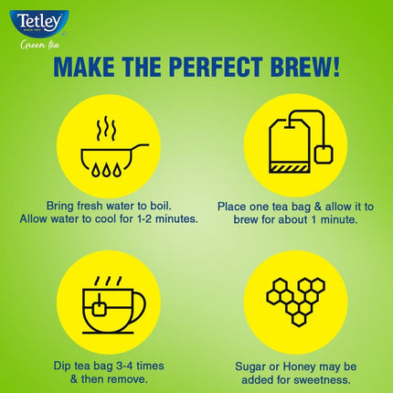 Tetley | Ginger, Mint & Lemon Flavored Green Tea | 100 Tea Bags