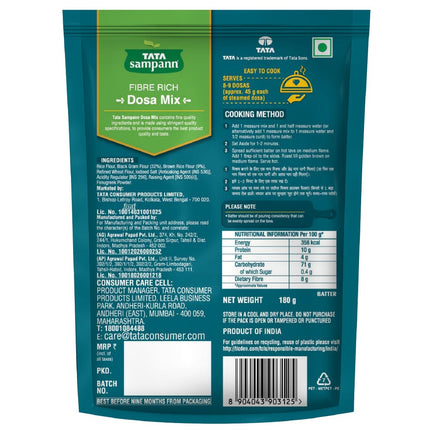 Tata Sampann | Dosa Mix | Ready to Cook Mix |180g