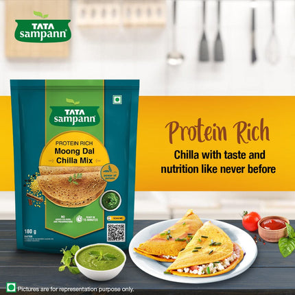 Tata Sampann Protein Rich Moong Dal Chilla Mix, Instant Ready to Cook Mix, 180g