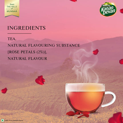 Kanan Devan Premium quality Black Tea with natural Rose petals | 125g