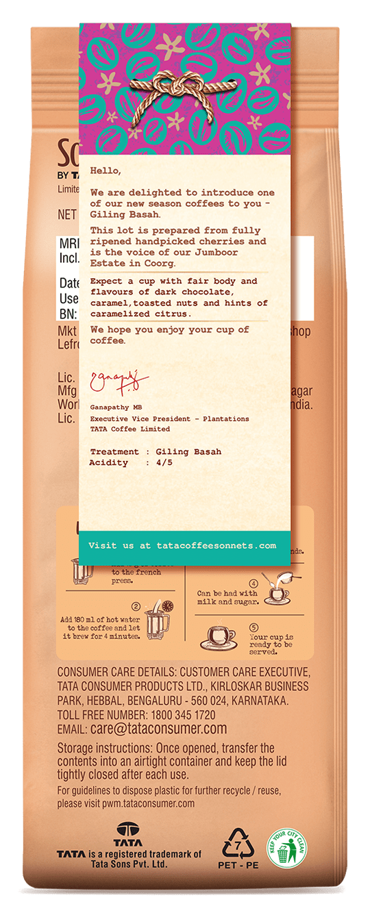 by TATA Coffee Jumboor Estate Medium Roast French Press