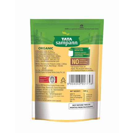 Tata Sampann Organic Toor /Arhar Dal, 500 g