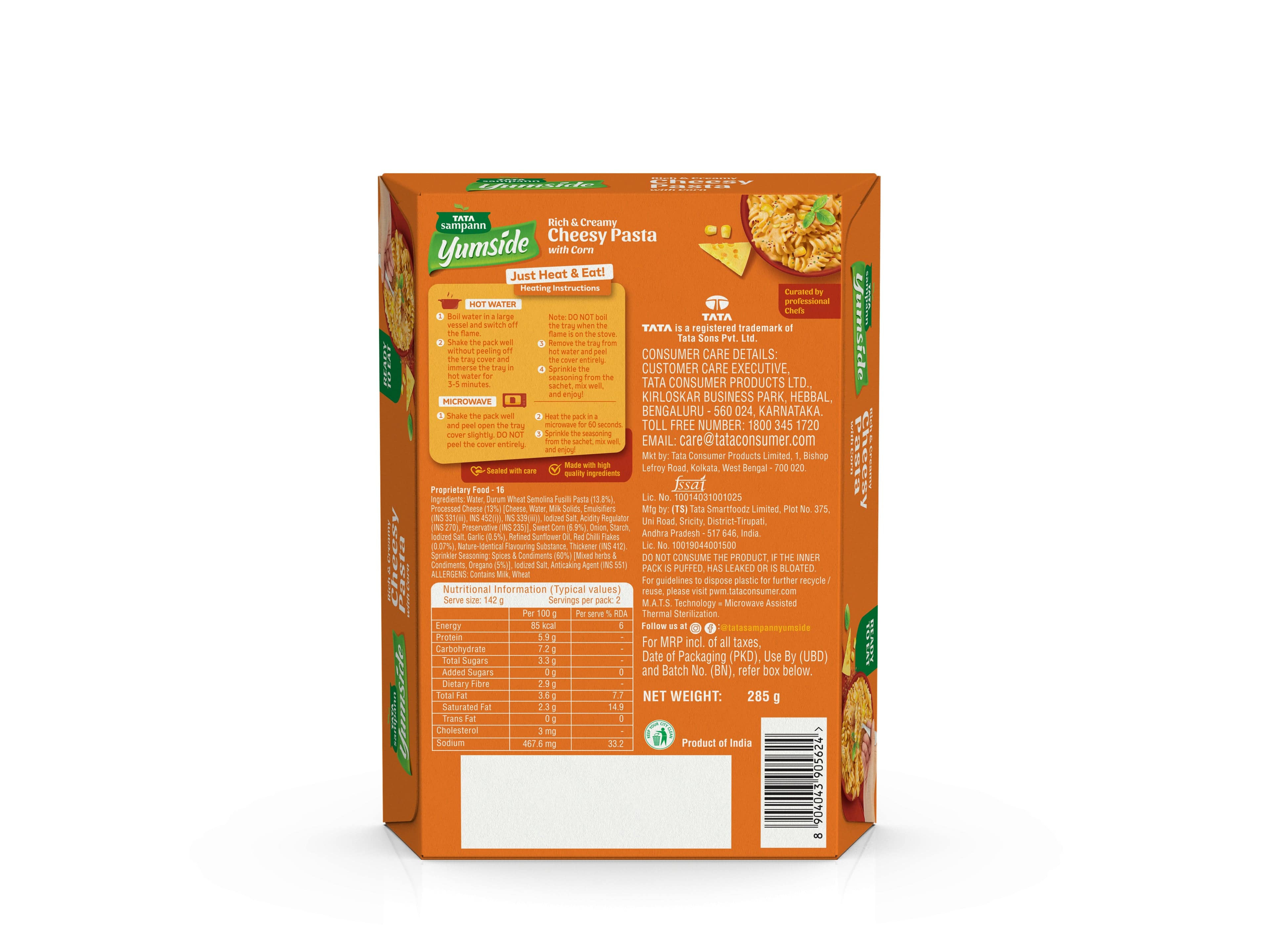 Yumside Rich & Creamy Cheesy Pasta with Corn, 285g Yumside Rich & Creamy Cheesy Pasta with Corn, 285g